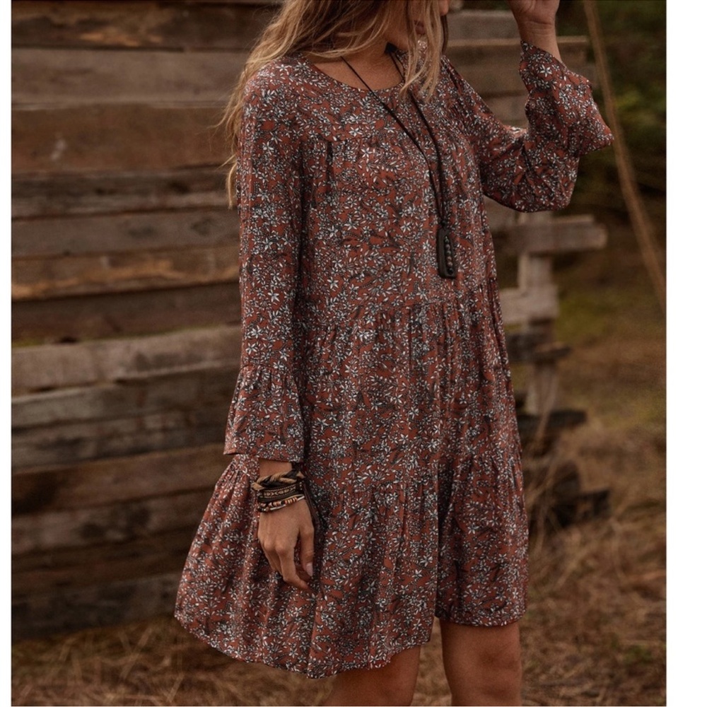 Plus Floral Print Flounce Sleeve Ruffle Hem Dress S M L 1X 2X 3X 4X